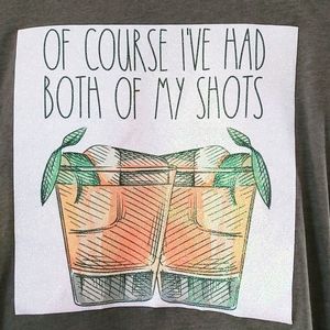 Covid shots funny t-shirt. Women's XS. Bella Canvas. NWOT. Green. Sparkle decal